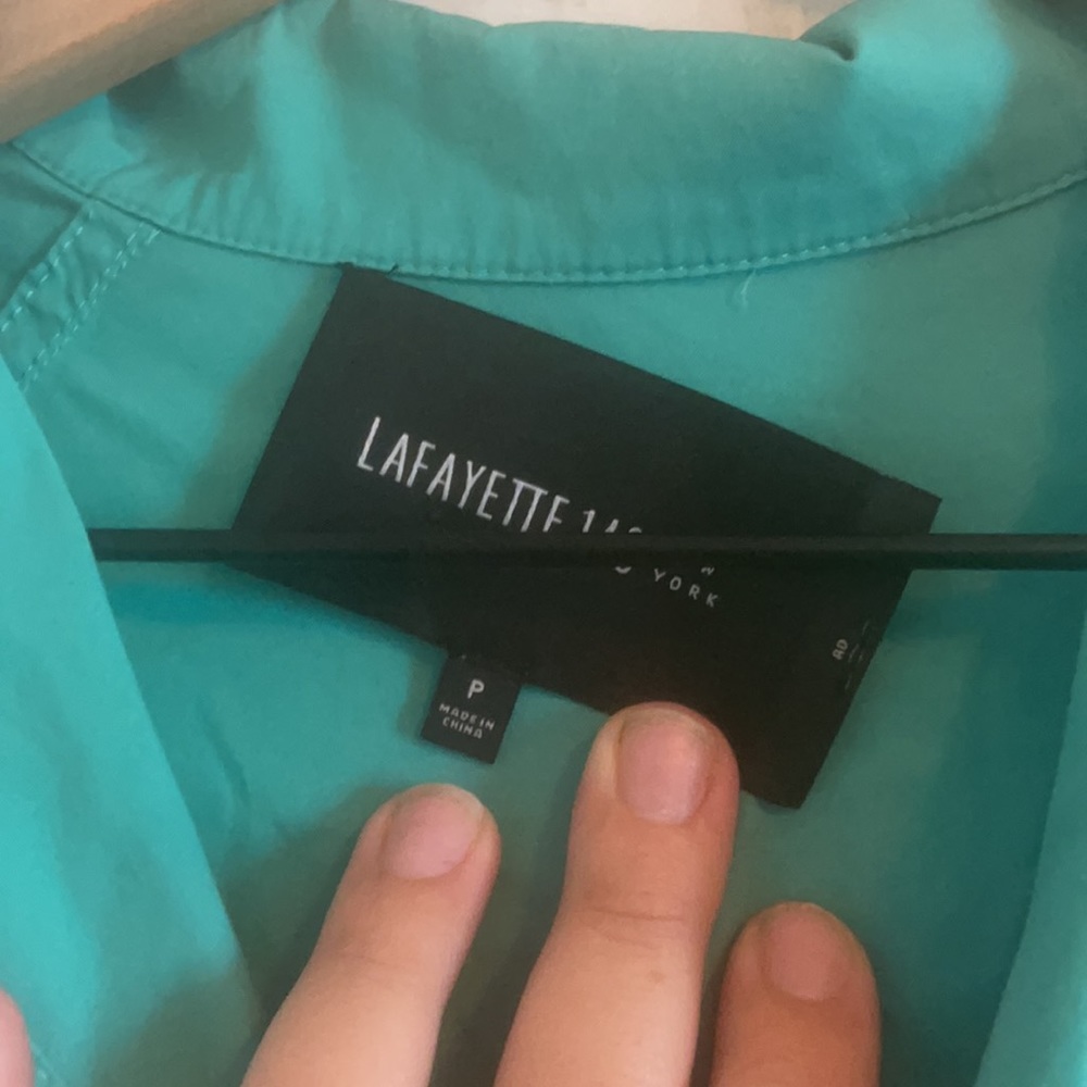 Lafayette 148 teal coat - Picture 2 of 3